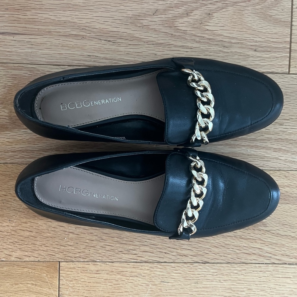 BCBG Generation Black Faux Leather Loafers